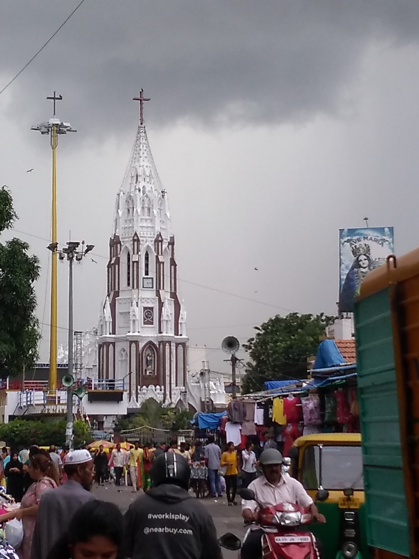 There are many large Christian churches in Bangalore, too. This is St. Mary's Basilica "Our Lady of Good Health."
